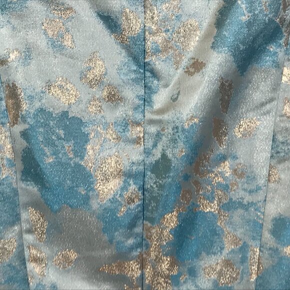 NWT Tahari ASL Womens Size 14 Turquoise Blue Gold Modern Metallic Mini Dress NEW - Picture 4 of 4